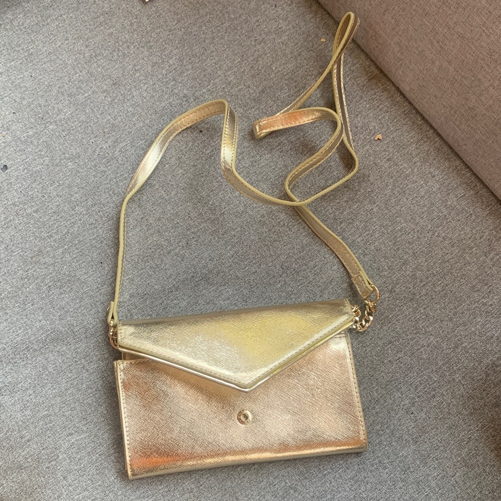 New York & Company Metallic Gold Crossbody Bag